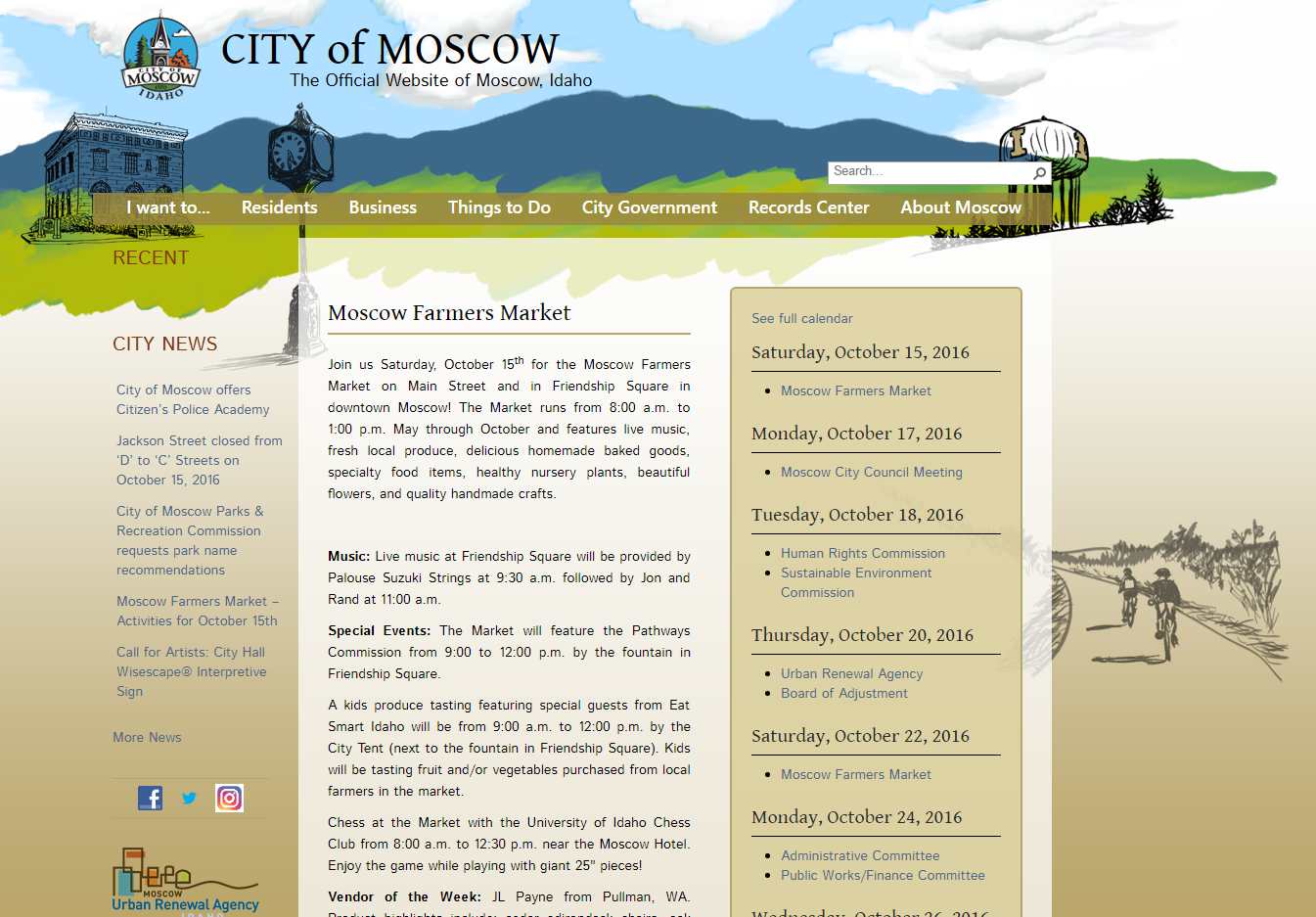 City of Moscow website graphics
