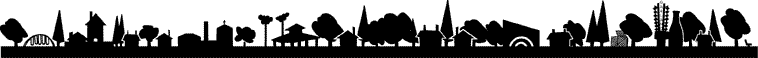 long silhouette graphic of Spokane Washington landmarks