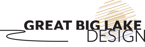 Great Big Lake Design logo ideas in color vs. black and white