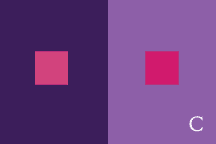 Dark and light purple backgrounds with pink squares swapped so that there is even more contrast. 