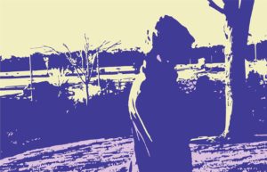 Silhouette of woman outside